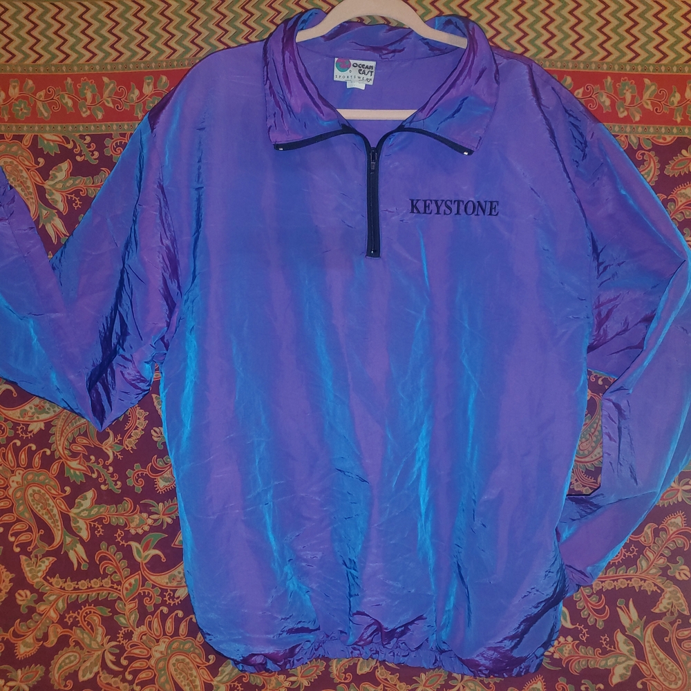 Vintage Iridescent Purple & Blue Windbreaker Pullover Jacket